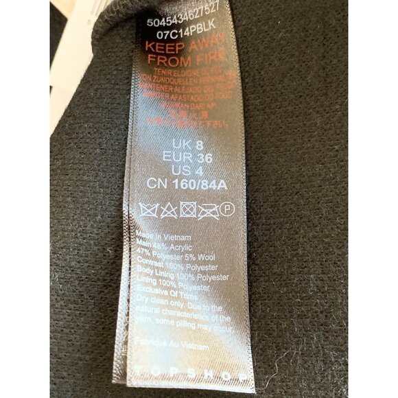 Topshop Womens Black Midweight Overcoat Size US 4 Wool Blend NWT Drop 8708 - Picture 3 of 13